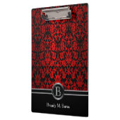 Schöner heller roter u. schwarzer Blumendamast Klemmbrett (Links)