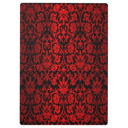 Schöner heller roter u. schwarzer Blumendamast Klemmbrett (Rückseite)