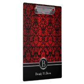 Schöner heller roter u. schwarzer Blumendamast Klemmbrett (Rechts)