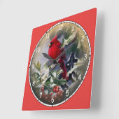 Schöner, hellroter Kardinal Quadratische Wanduhr (Winkel)