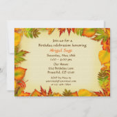 Schöner Herbst/Herbst Geburtstagsparty Einladung (Rückseite)