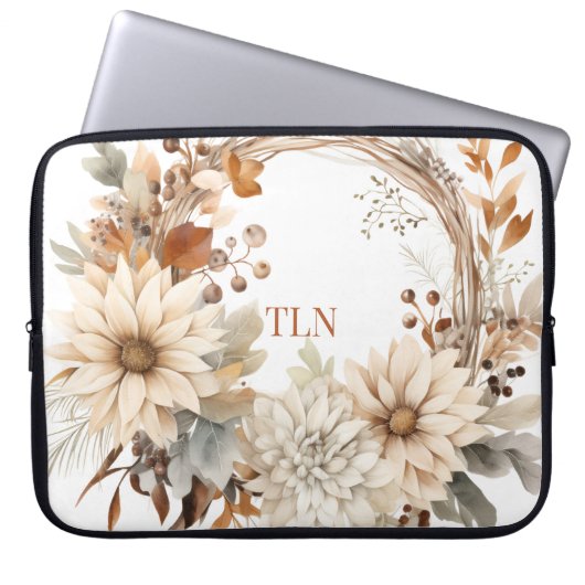 Schöner Herbstkranz mit Initialen Laptopschutzhülle (Vorderseite)