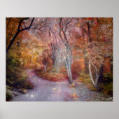 Schöner Herbstspazierweg Fantasy Art Forest Path Poster (Vorne)