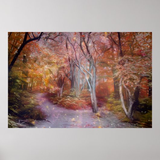Schöner Herbstspazierweg Fantasy Art Forest Path Poster (Vorne)