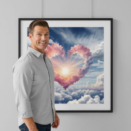 Schöner Himmel mit Herz und Wolken Poster