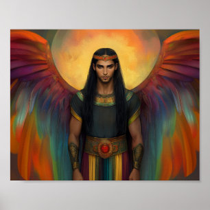 Schöner himmlischer Geistführer mit Regenbogenflüg Poster