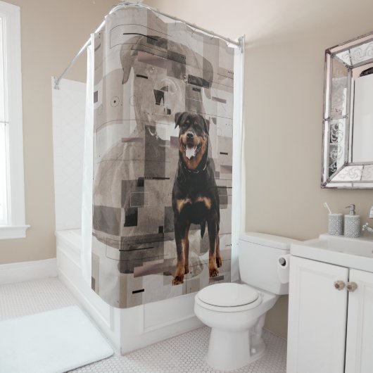 Schöner Hintergrund Rottweiler - Metzgerhund Duschvorhang (Beispiel)