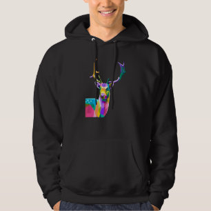Schöner Hirschkopf Bunter Hirsch Geweih Hoodie
