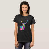 Schöner Hirschkopf Bunter Hirsch Geweih T-Shirt (Vorne ganz)