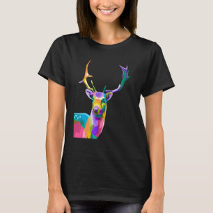 Schöner Hirschkopf farbenfroher Stag Deer Antlers T-Shirt