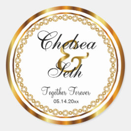 Schöner Hochzeitstag in Gold, weiße Imitate Diaman Runder Aufkleber