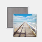 Schöner Holzsteg, Dock, Beach, Ocean Blue Sky Magnet (Vorderseite/Rückseite)