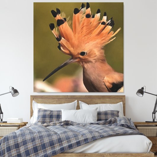 Schöner Hoopoe Bird mit Krone von Federn Leinwanddruck (Insitu (Schlafzimmer))
