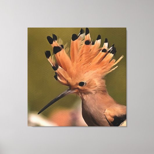 Schöner Hoopoe Bird mit Krone von Federn Leinwanddruck (Vorderseite)