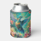 Schöner Hummingbird umgeben von Blume Dosenkühler (Kanne Vorderseite)