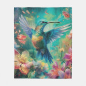 Schöner Hummingbird umgeben von Blume Fleecedecke (Vorderseite)