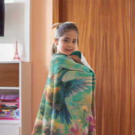 Schöner Hummingbird umgeben von Blume Fleecedecke