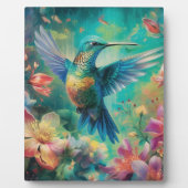 Schöner Hummingbird umgeben von Blume Fotoplatte (Vorderseite)