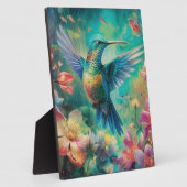 Schöner Hummingbird umgeben von Blume Fotoplatte (Seite)