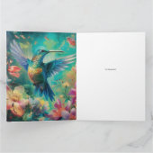 Schöner Hummingbird umgeben von Blume Karte (Innenseite)