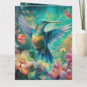Schöner Hummingbird umgeben von Blume Karte (Rückseite)