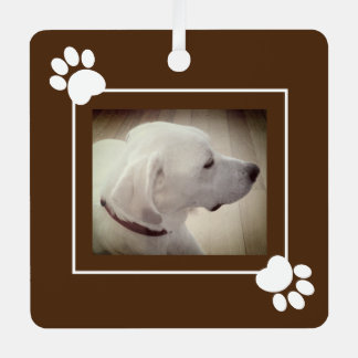 Schöner Hund Rustikal Dunkelbraun Single 1 Foto Ornament Aus Metall