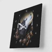 Schöner Husky Hund und Traumfänger Quadratische Wanduhr (Winkel)