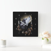 Schöner Husky Hund und Traumfänger Quadratische Wanduhr (Zuhause)