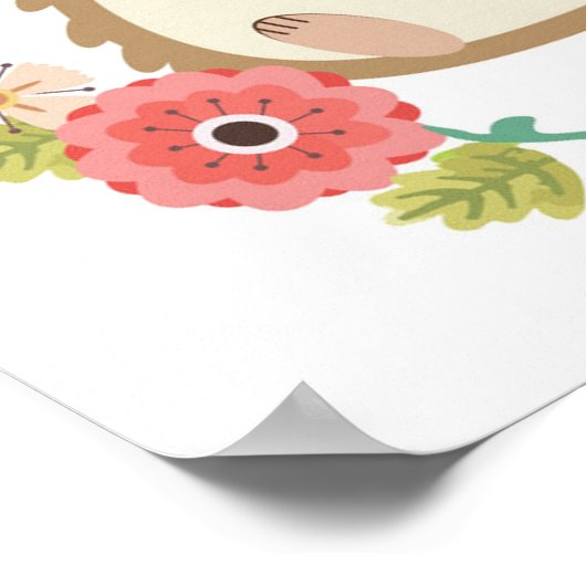 Schöner Igel - Blumenstrauß Poster (Ecke)