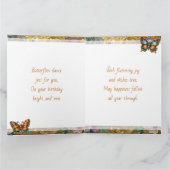 Schöner Impasto-Schmetterling und Blumen-Geburtsta Karte (Innenseite)