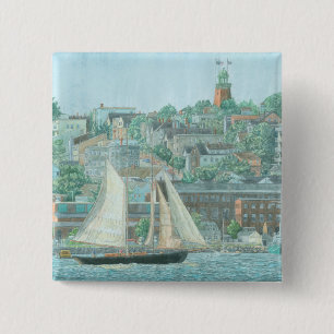 Schoner in Casco Bay Button