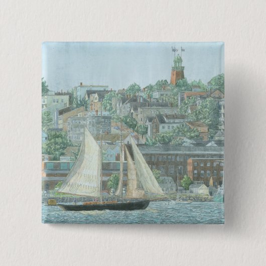 Schoner in Casco Bay Button (Vorderseite)