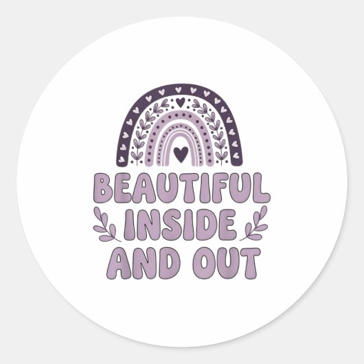 Schöner Innen- und Außensaal mit Niedlichem Regenb Runder Aufkleber (Vorderseite)