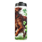 SCHÖNER IRISH SETTER HUND MIT KLEEBLÄTTERN THERMOSBECHER (Vorderseite)