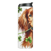 SCHÖNER IRISH SETTER HUND MIT KLEEBLÄTTERN THERMOSBECHER (Nach links gedreht)