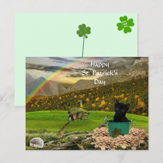 Schöner Jack Der St. Patrick's Day der Katze Postkarte (Vorne/Hinten)