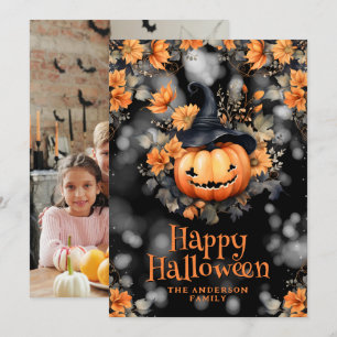 Schöner Jack O’Lantern Foto Halloween Card Feiertagskarte
