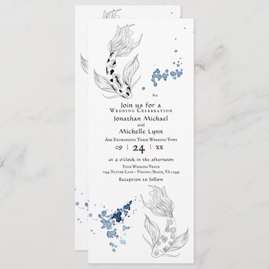 Schöner japanischer Koi-Fisch auf einer Hochzeit Einladung (Vorne/Hinten)