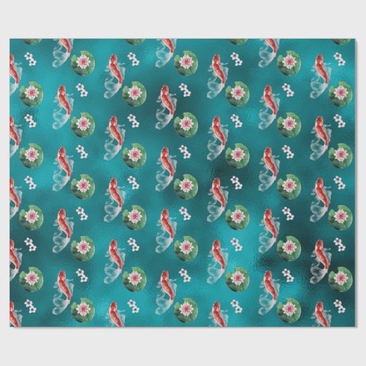 Schöner japanischer Koi Fisch, Kirschblüten Japan Geschenkpapier (Flach)