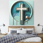 Schöner Jesus kreuz gestört Leinwanddruck (Insitu (Schlafzimmer))