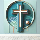 Schöner Jesus kreuz gestört Leinwanddruck (Insitu (Holzboden))