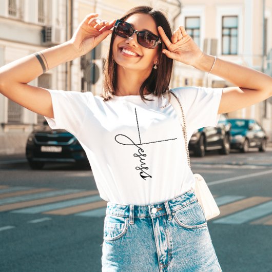 Schöner Jesus Niedlich Cross Script T - Shirt