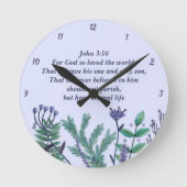 Schöner Johannes 3:16 Denn Gott so liebte die Welt Runde Wanduhr (Vorderseite)
