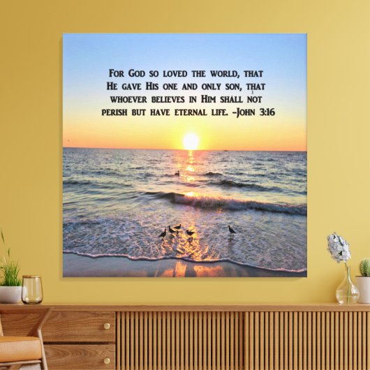 SCHÖNER JOHN 3:16 SONNENSCHUTZ CANVAS DRUCK LEINWANDDRUCK (Insitu (Wohnzimmer))