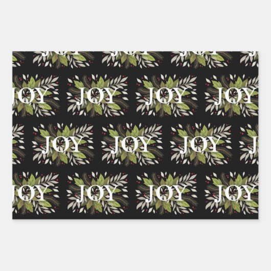Schöner JOY Winter botanisch, Merry & Bright Geschenkpapier Set (Vorderseite 2)