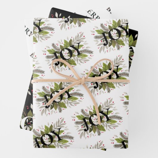 Schöner JOY Winter botanisch, Merry & Bright Geschenkpapier Set (Beispiel)