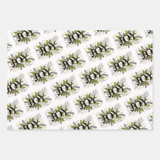 Schöner JOY Winter botanisch, Merry & Bright Geschenkpapier Set (Vorderseite)