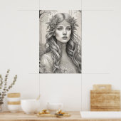 Schöner Jugendstil-Geist des Waldes Poster (Küche)