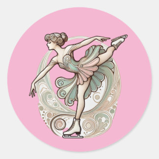 Schöner Jugendstil-Skater Runder Aufkleber