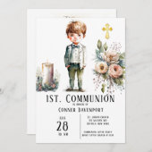 Schöner Junge 1. Kommune Einladung (Vorne/Hinten)